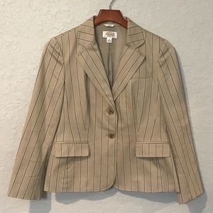 Talbots Beige / Tan Pinstripe Blazer Jacket